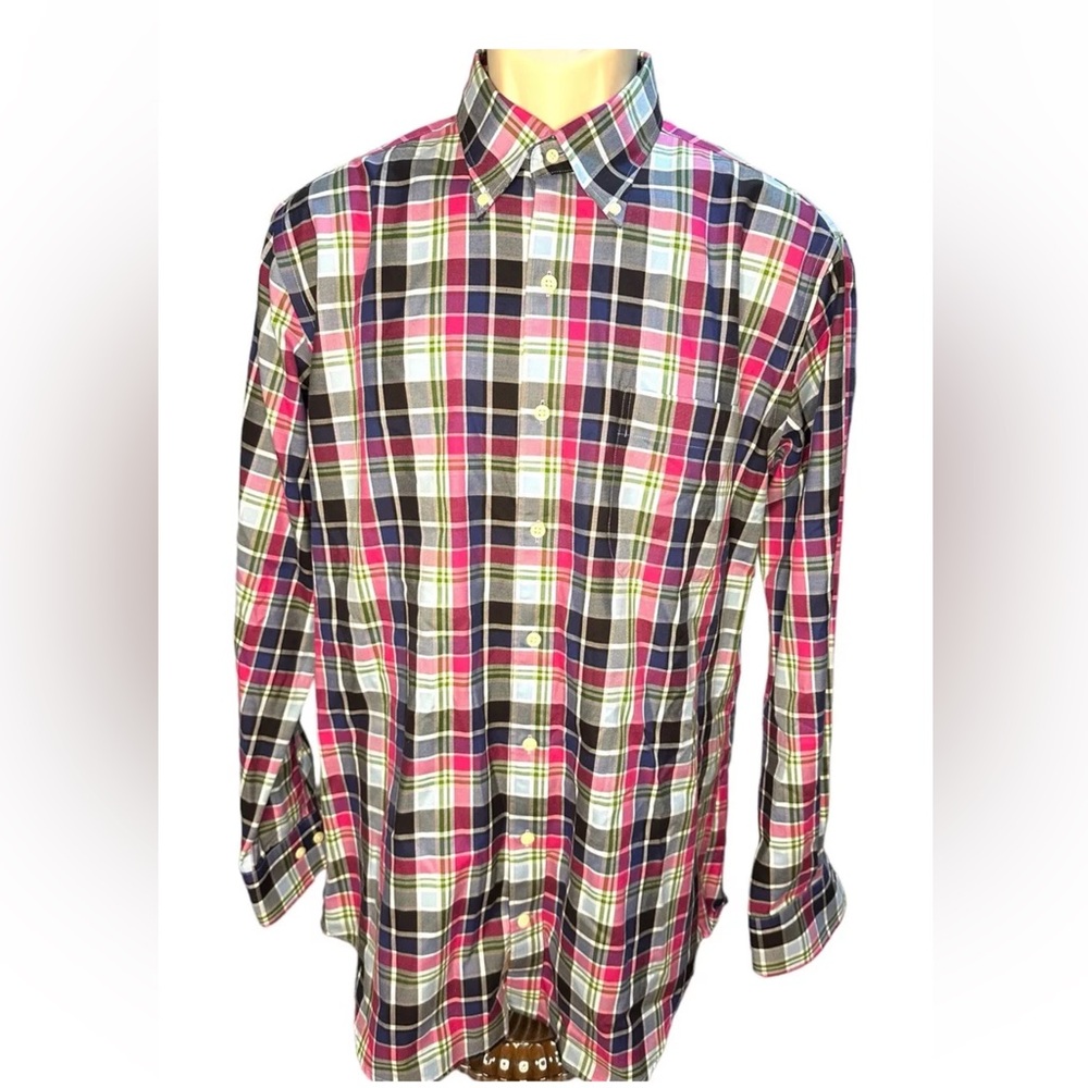 Peter Millar Men's Multi Plaid Button Down Oxford Shirt, Size Medium M